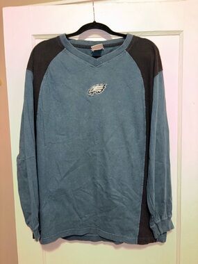 Vintage Y2K NFL Philadelphia Eagles V Neck Shirt Retro Embroidered Logo XL/XXL